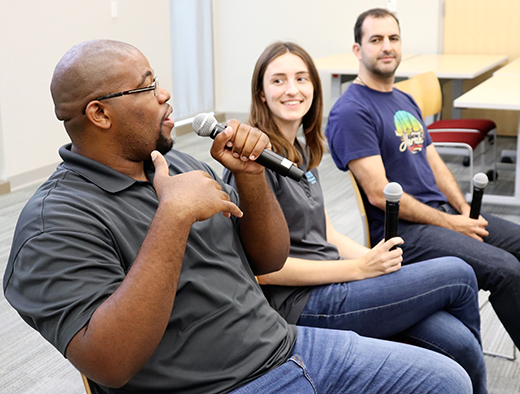 A panel of young engineering professionals speak to TryEngineering Summer Institute engineering summer camp students about their career path and the work that they do.